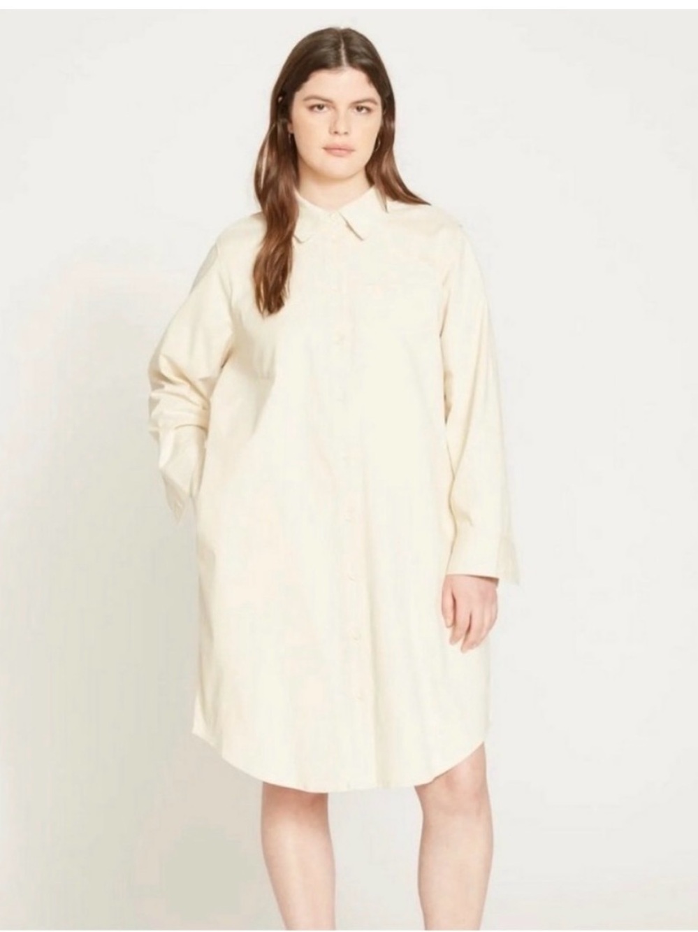 Universal Standard Kelly Stretch Cotton Twill Shirtdress Minimalist S 14/16